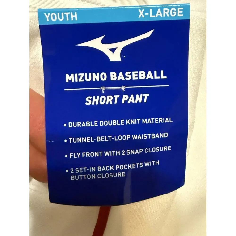 Mizuno Baseball Short Pants Youth XL White Red Piping NWT Knicker Style